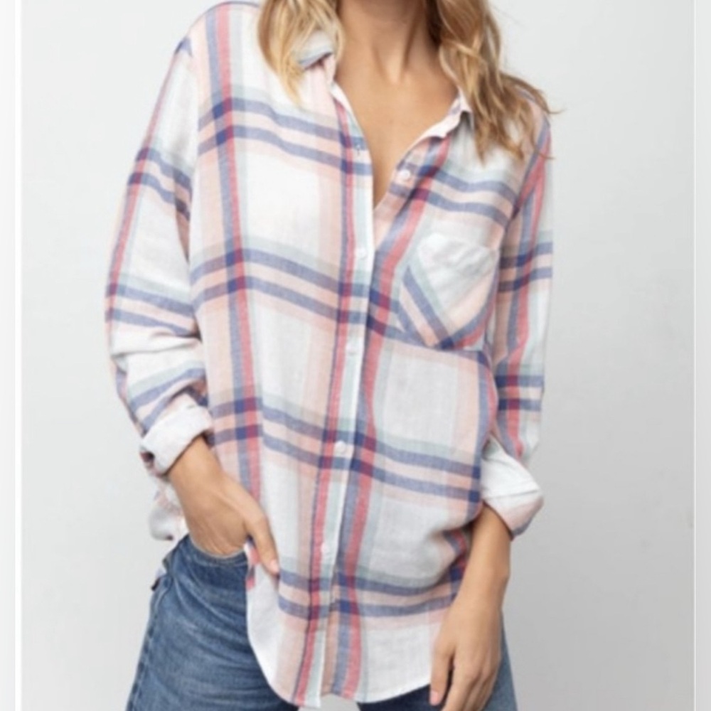 RAILS S Charli Cowgirl Melon Sage AS SEEN ON TV Metallic Button Down Plaid Shirt